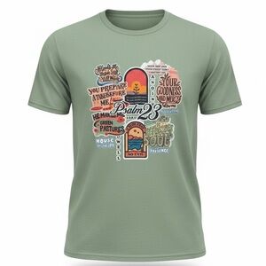 Sage Green Psalms 23 Graphic Tee – Gildan Unisex